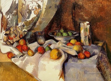 Bodegón Post Botella Copa y Fruta Paul Cezanne Pinturas al óleo